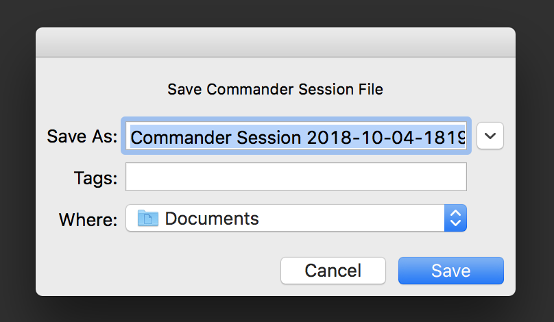 session record save file dialog