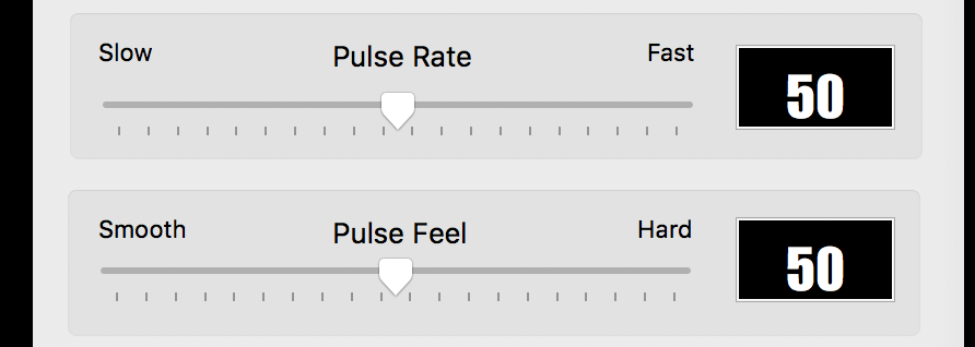 Pulse Rate and Feel Sliders
